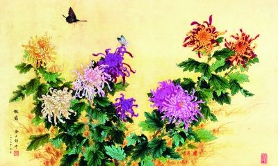 傲霜（工笔花鸟）  金大钧