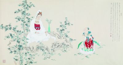 善财童子拜观音图 93×185厘米 2013年 李巍松 善财童子拜观音图 93×185厘米 2013年 李巍松